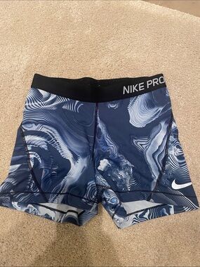 Nike Pro spandex shorts blue white, size M